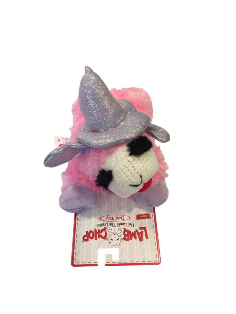 Lamb Chop Halloween Pink Silver Metallic Witch Hat 7" Dog Toy Squeak - Picture 3 of 5